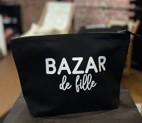 Trousse de toilette XL Noir "Bazar de fille"