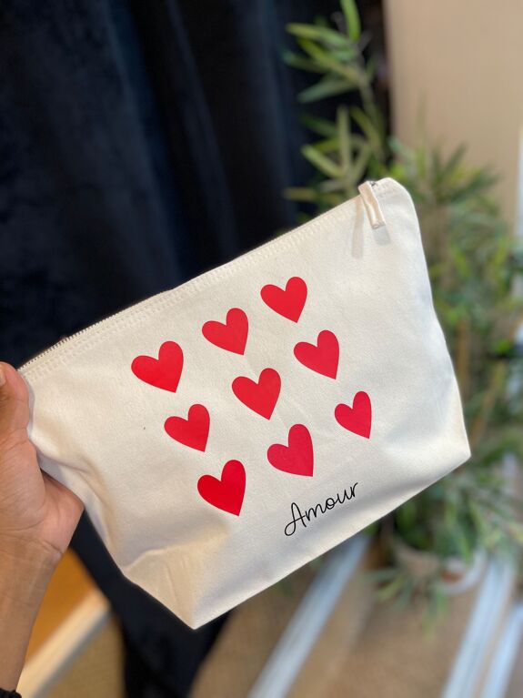 Trousse de toilette XL Ecru "Amour"