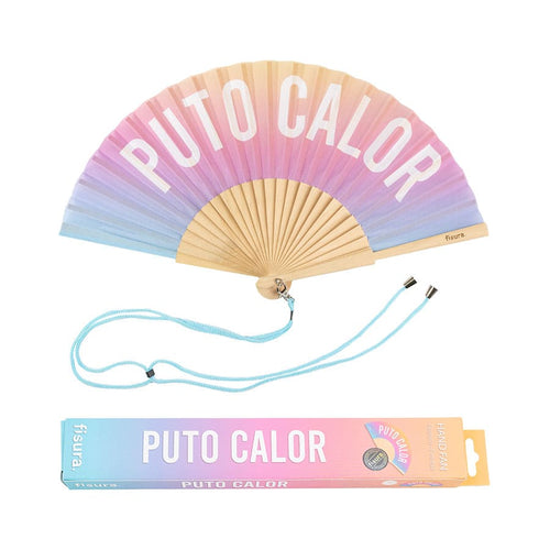 Eventail dégradé Bleu et Rose "Puto Calor"