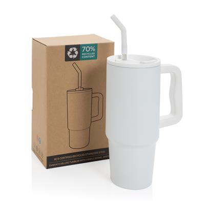 Mug blanc "Summer Vibes" 900ml en acier inoxydable recyclé